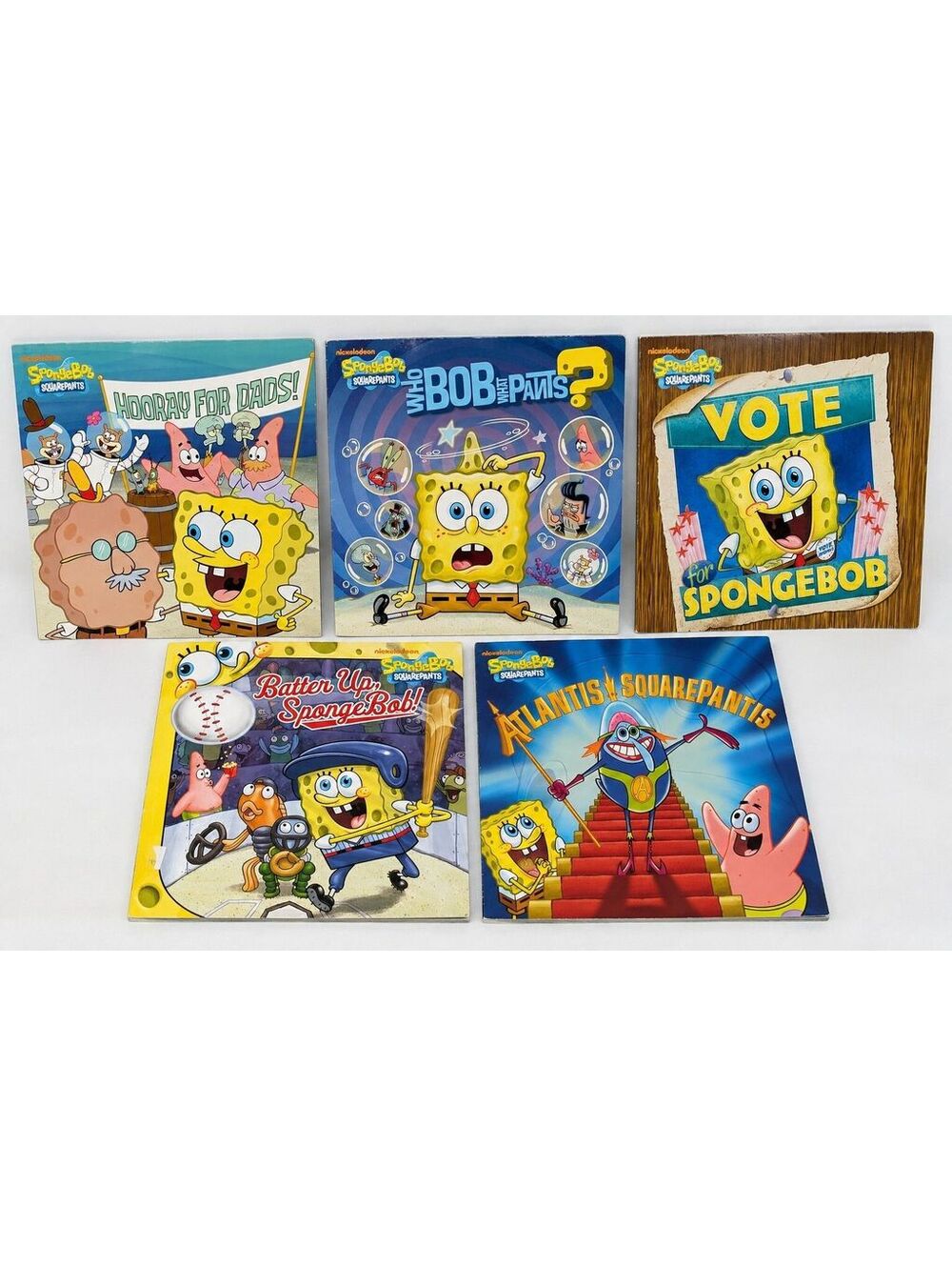 SPONGEBOB SQUAREPANTS Kids Book Lot of 5 WhoBob Atlantis Hooray Dads Nickelodeon